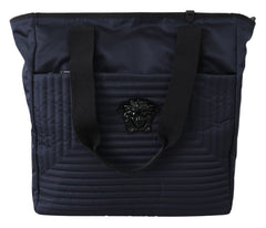 Elegante bolso tote de nailon azul de Versace