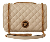 Elegante bolso de hombro de piel napa blanca de Versace
