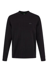 Sudadera elegante de algodón negro con cuello redondo de Hugo Boss