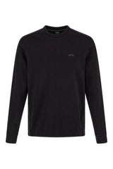Sudadera elegante de algodón negro con cuello redondo de Hugo Boss