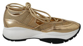 Zapatillas deportivas de malla de cuero Jimmy Choo Golden Glamour