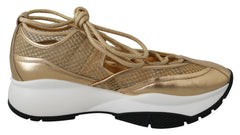 Zapatillas deportivas de malla de cuero Jimmy Choo Golden Glamour