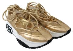 Zapatillas deportivas de malla de cuero Jimmy Choo Golden Glamour