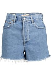 Shorts vaqueros Levi's Chic con flecos en azul claro