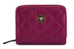 Cartera elegante de piel acolchada morada de Versace