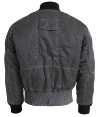 MM6 Maison Margiela Elegante Chaqueta Bomber Gris con Cierre de Cremallera Completa