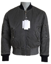 MM6 Maison Margiela Elegante Chaqueta Bomber Gris con Cierre de Cremallera Completa