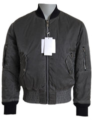 MM6 Maison Margiela Elegante Chaqueta Bomber Gris con Cierre de Cremallera Completa