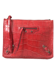 Clutch Balenciaga de piel de aligátor roja exótica