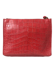 Clutch Balenciaga de piel de aligátor roja exótica