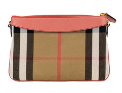 Bolso bandolera Burberry Peyton House Check Derby de piel granulada en color rojo canela