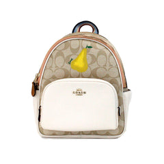 COACH Mini Court Signature Pear Motif - Mochila de hombro, color tiza y caramelo