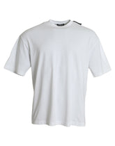 Camiseta de cuello redondo de jersey de algodón blanco roto de Balenciaga