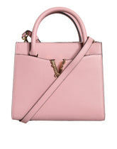 Bolso bandolera Versace rosa pequeño con asa superior de piel de becerro granulada