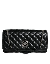 Bolso bandolera Versace de piel de cordero acolchada negra