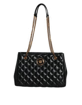 Bolso Versace de piel napa acolchada negra con correa de cadena para el hombro
