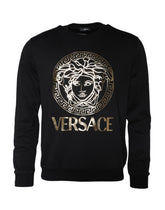 Sudadera con cuello redondo de algodón y polar Medusa negra de Versace