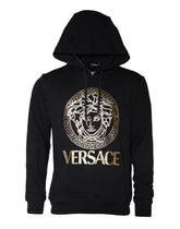 Sudadera con capucha y estampado de Medusa en algodón negro de Versace