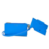 Bolso de hombro de piel azul blanquecino