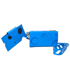 Bolso de hombro de piel azul blanquecino