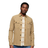 Camisa de algodón beige Superdry
