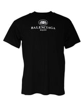 Camiseta de algodón negra de Balenciaga con cuello redondo y manga corta y estampado del logotipo