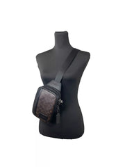 Mochila bandolera Coach Edge L Pack color nogal negro (CW347)