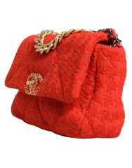Bolso de hombro mediano Chanel Red Tweed 2WAY con cadena de mano
