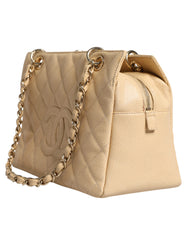 Bolso Chanel de piel con cadena Caviar De Coco en color beige