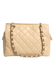 Bolso Chanel de piel con cadena Caviar De Coco en color beige