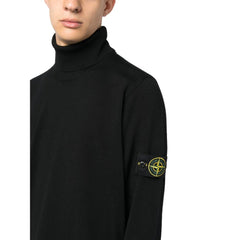 Suéter de lana negra para hombre de Stone Island