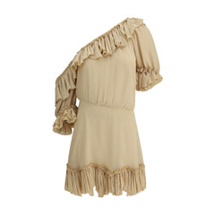 Vestido de seda de un solo hombro de Saint Laurent