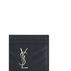 Tarjetero de piel negra de Saint Laurent