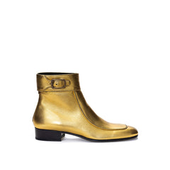 Bota de piel dorada de Saint Laurent