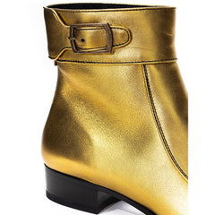 Bota de piel dorada de Saint Laurent