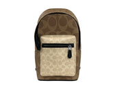 COACH West - Mochila bandolera de cuero con bloques de color, color arena