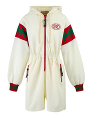 Sudadera con capucha y logotipo de poliéster color crema de Gucci