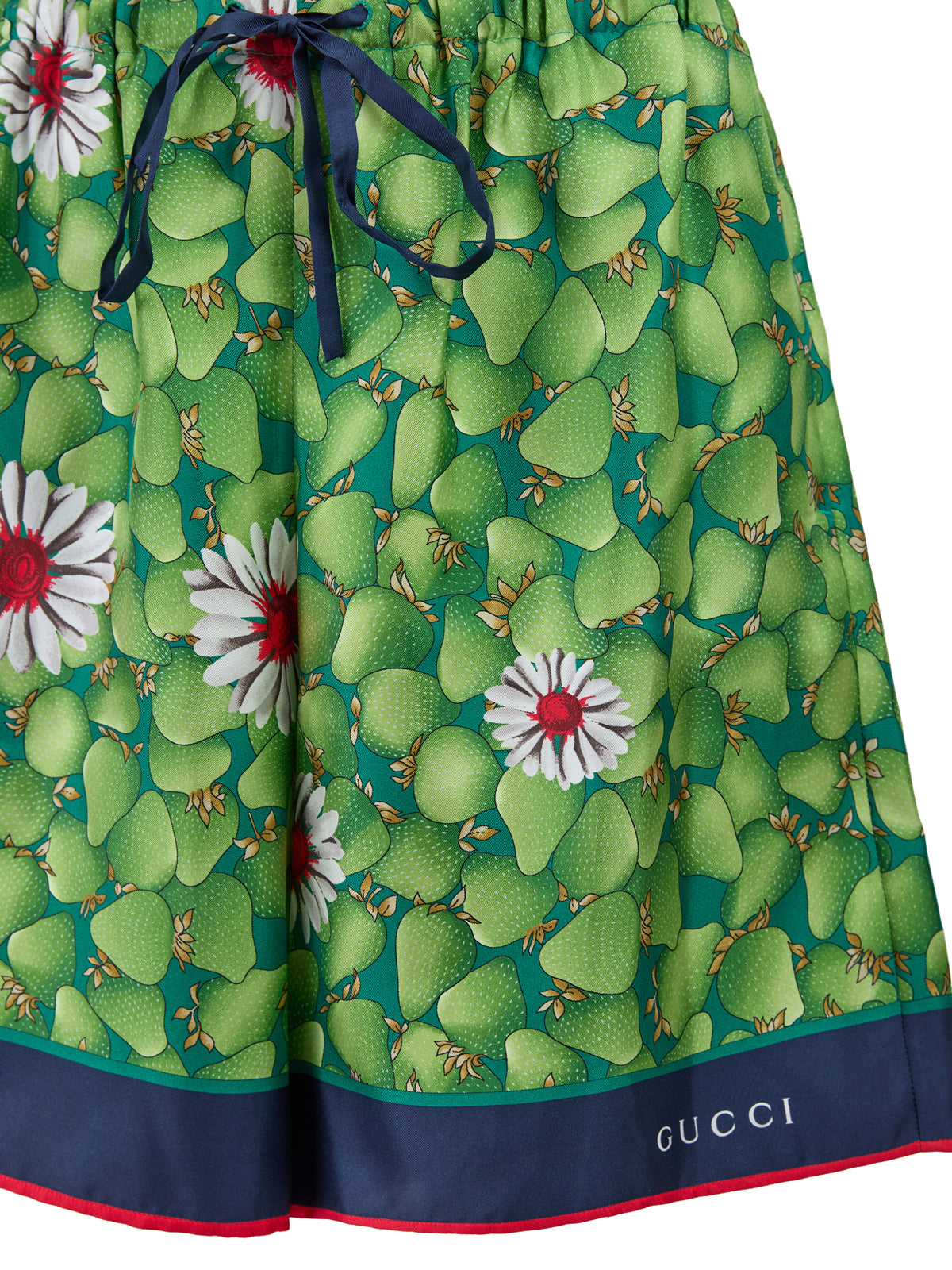 Pantalones cortos de seda con estampado de flores verdes de Gucci