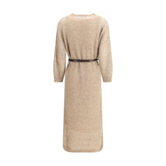 Vestido largo perforado Brunello Cucinelli