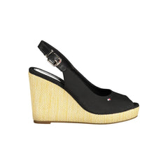 Sandalia Tommy Hilfiger de algodón negra para mujer