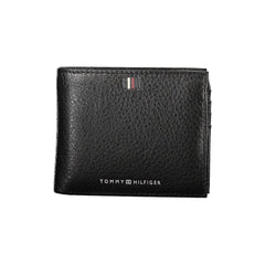 Elegante cartera de cuero negro de Tommy Hilfiger con amplio espacio de almacenamiento