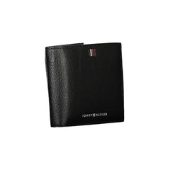 Elegante cartera de cuero negro de Tommy Hilfiger con amplio espacio de almacenamiento