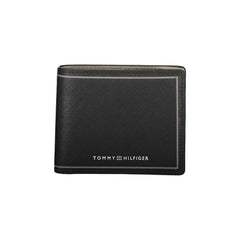 Cartera doble para tarjetas de cuero negro de Tommy Hilfiger