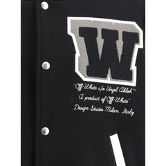 Chaqueta bomber universitaria de cuero y lana Off-White