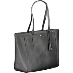 Bolso de mano de cuero negro Ralph Lauren