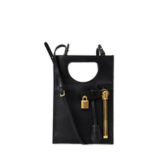 Bolso de hombro de cuero negro de Tom Ford