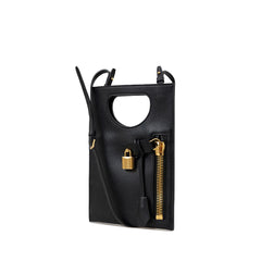 Bolso de hombro de cuero negro de Tom Ford