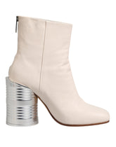 Maison Margiela White Calf Leather Can Heel Boots Shoes