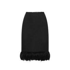 Saint Laurent Feathers Trim Silk Skirt