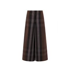 Burberry Checked Wide Leg Canvas Pants